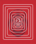 Crimson Abstract Nested Squares Rug