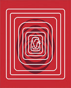 Crimson Abstract Nested Squares Rug