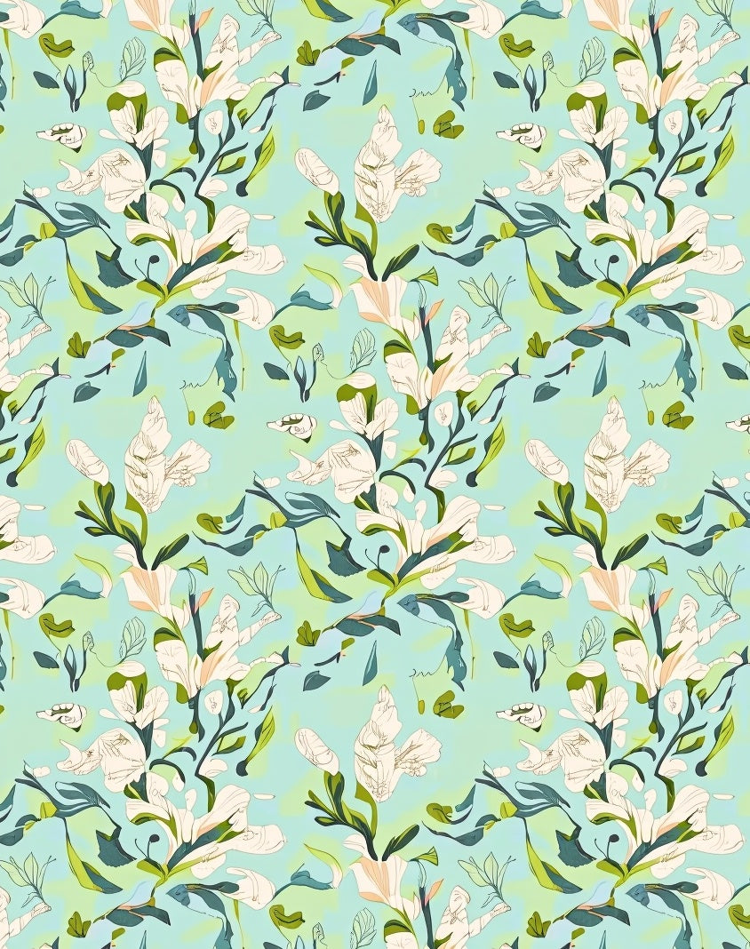 Whimsical White Floral Watercolor Garden Rug
