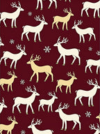 Cream White Reindeer Snowflakes Burgundy Rug