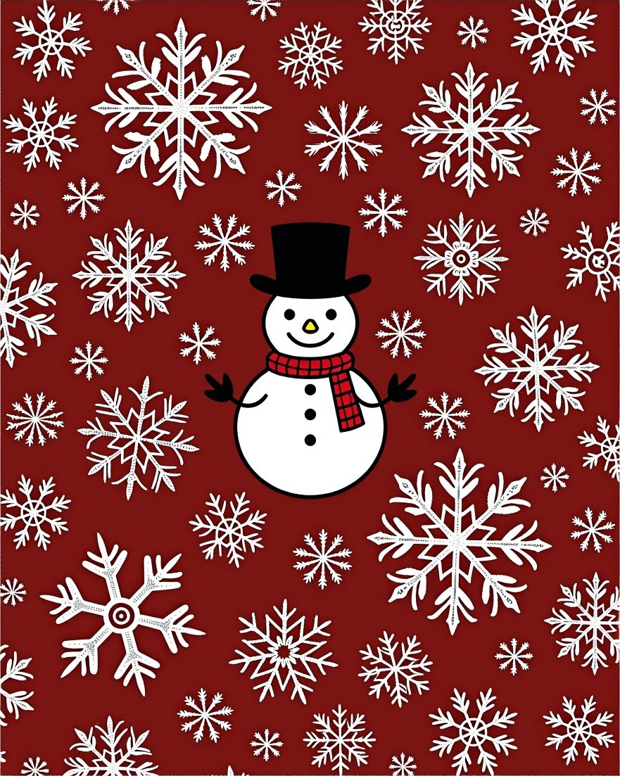 Charming Red Snowman Snowflake Collage Rug