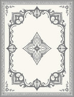Ornate Gray Floral Scroll Frame Rug
