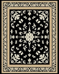 Cream Floral Border on Black Rug