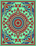 Bold Red Blue Medallion Mint Rug