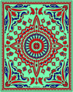 Bold Red Blue Medallion Mint Rug