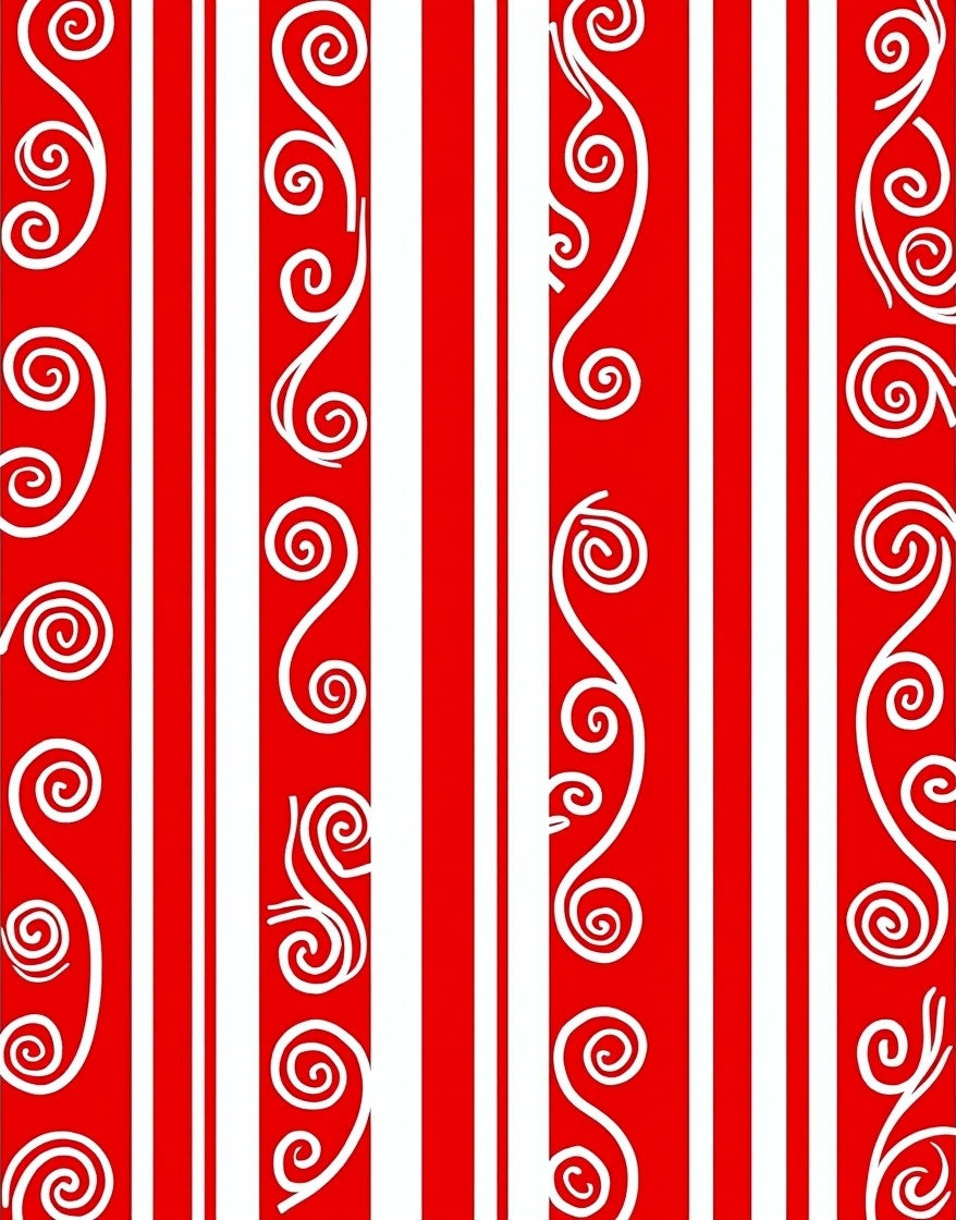 Red White Swirl Stripe Abstraction Rug