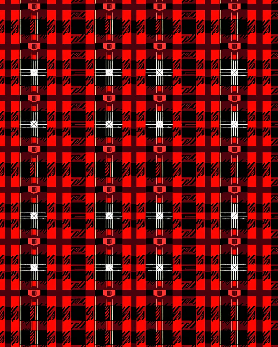 Red Black Plaid Tartan Square Rug