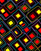 Chic Neon Squares Geometric Rug