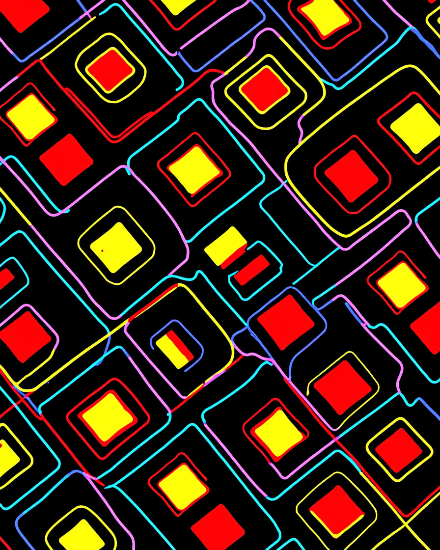 Chic Neon Squares Geometric Rug