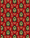 Red Green Gold Stylized Floral Scroll Rug