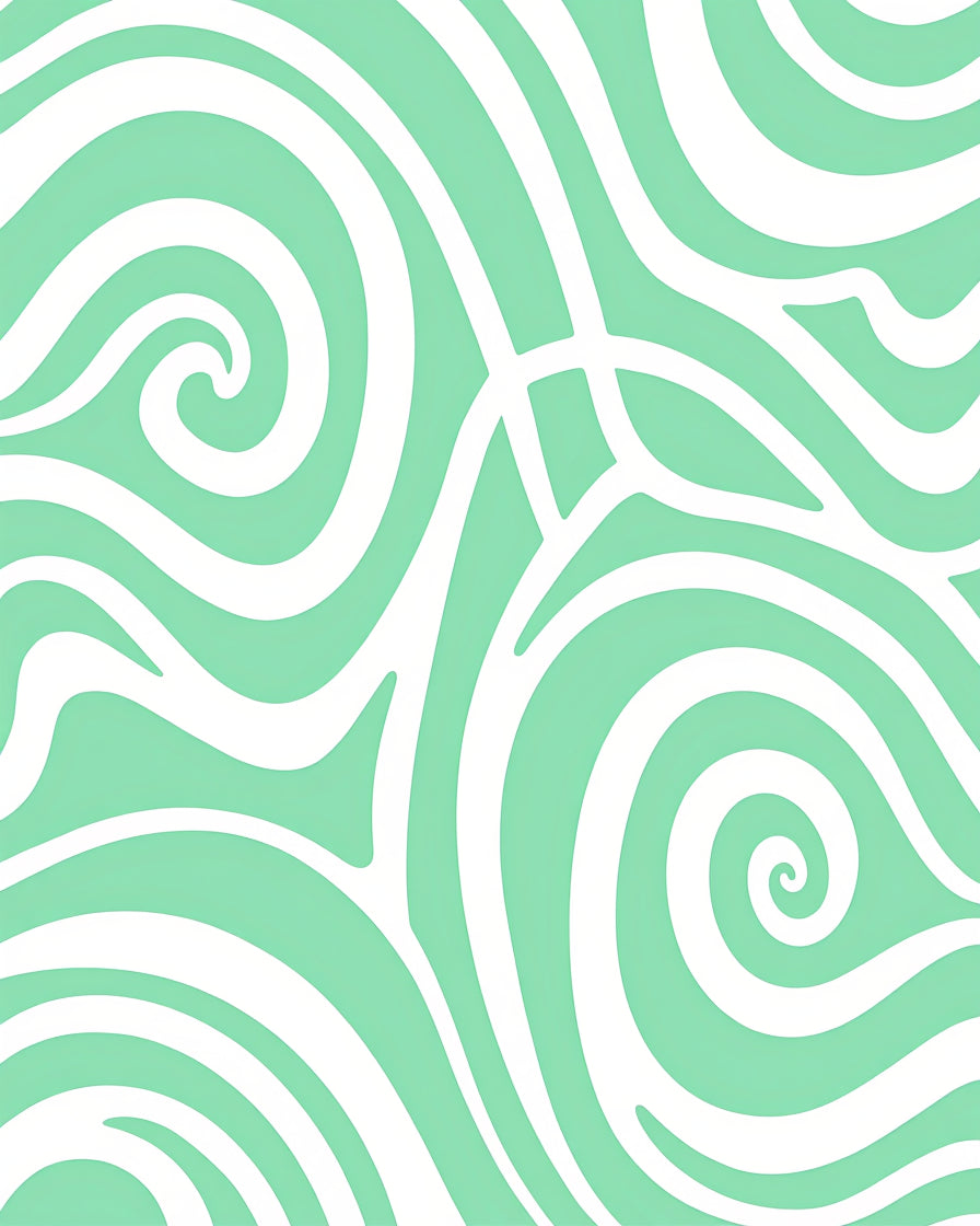 Mint Green Swirl Ocean Waves Rug