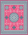 Vibrant Pink Geometric Medallion Border Rug