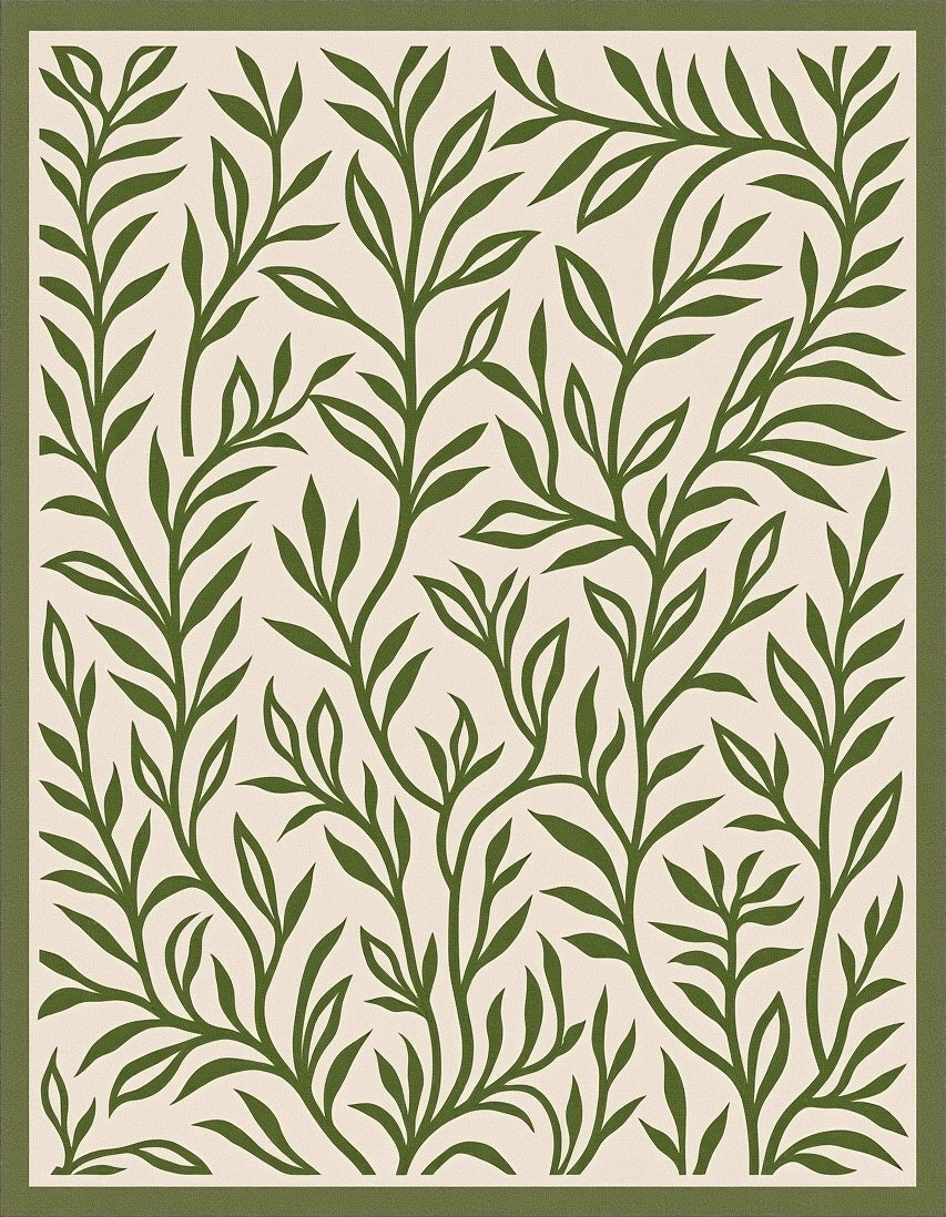 Willow Green Branch Meadow Rug