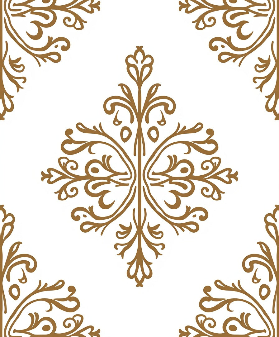Elegant Golden Acanthus Medallion Rug