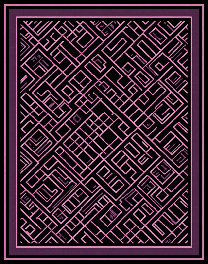 Pink Geometric Maze Linework Rug