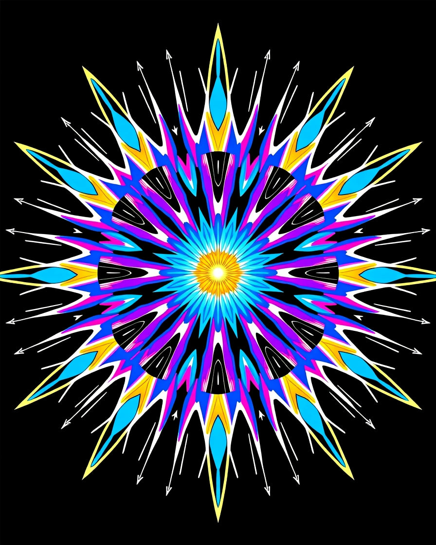 Vibrant Sunburst Geometric Star Rug