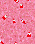 Whimsical Red Swirl Figures Pink Rug