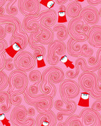 Whimsical Red Swirl Figures Pink Rug