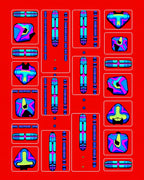 Vibrant Abstract Shapes Cool Tones Rug