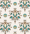 Ornate Teal Floral Scrollwork Rug