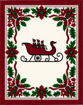Festive Sleigh Holiday Floral Border Rug