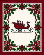 Festive Sleigh Holiday Floral Border Rug