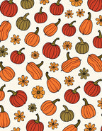 Autumn Harvest Pumpkin Floral Arrangement Rug