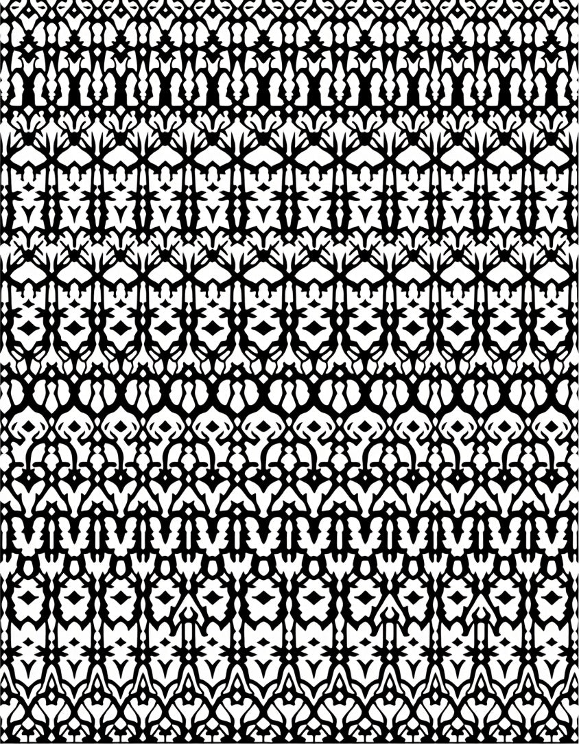 Black White Abstract Symmetric Border Rug