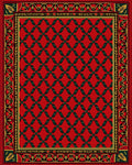 Crimson And Green Interlocking Diamond Border Rug