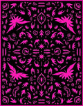 Vibrant Neon Pink Abstract Elements Rug