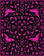 Vibrant Neon Pink Abstract Elements Rug