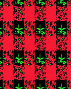 Bold Red Green Abstract Checkered Rug