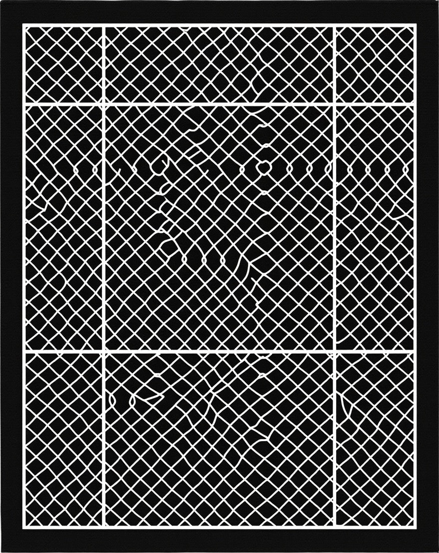 Black White Geometric Abstract Mesh Rug