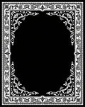 Elegant Black White Floral Border Frame Rug