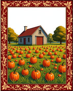 Autumn Pumpkin Patch Barn Scene Rug
