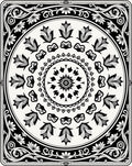 Intricate Black White Floral Medallion Rug