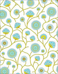 Turquoise Blue Floral Vine Medallion Rug