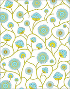 Turquoise Blue Floral Vine Medallion Rug