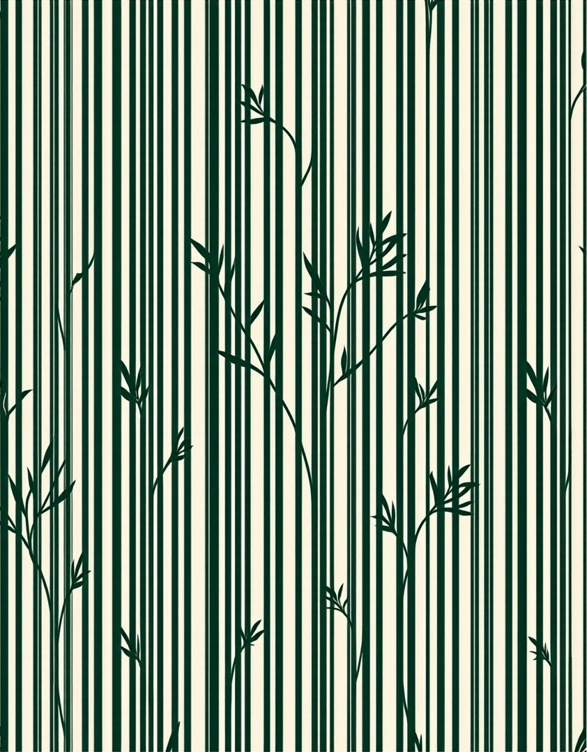 Dark Green Vertical Bamboo Stripes Rug