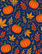 Autumn Pumpkin Leaf Medley Rug
