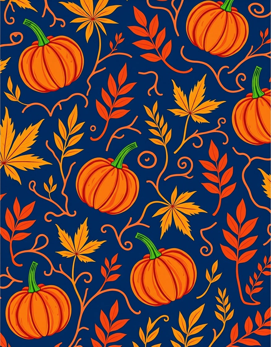 Autumn Pumpkin Leaf Medley Rug