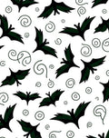 Dark Green Bat Swirl Whimsical Rug