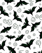 Dark Green Bat Swirl Whimsical Rug