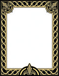 Ornate Black Gold Art Deco Border Rug