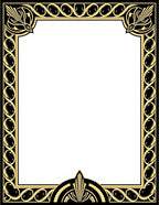 Ornate Black Gold Art Deco Border Rug