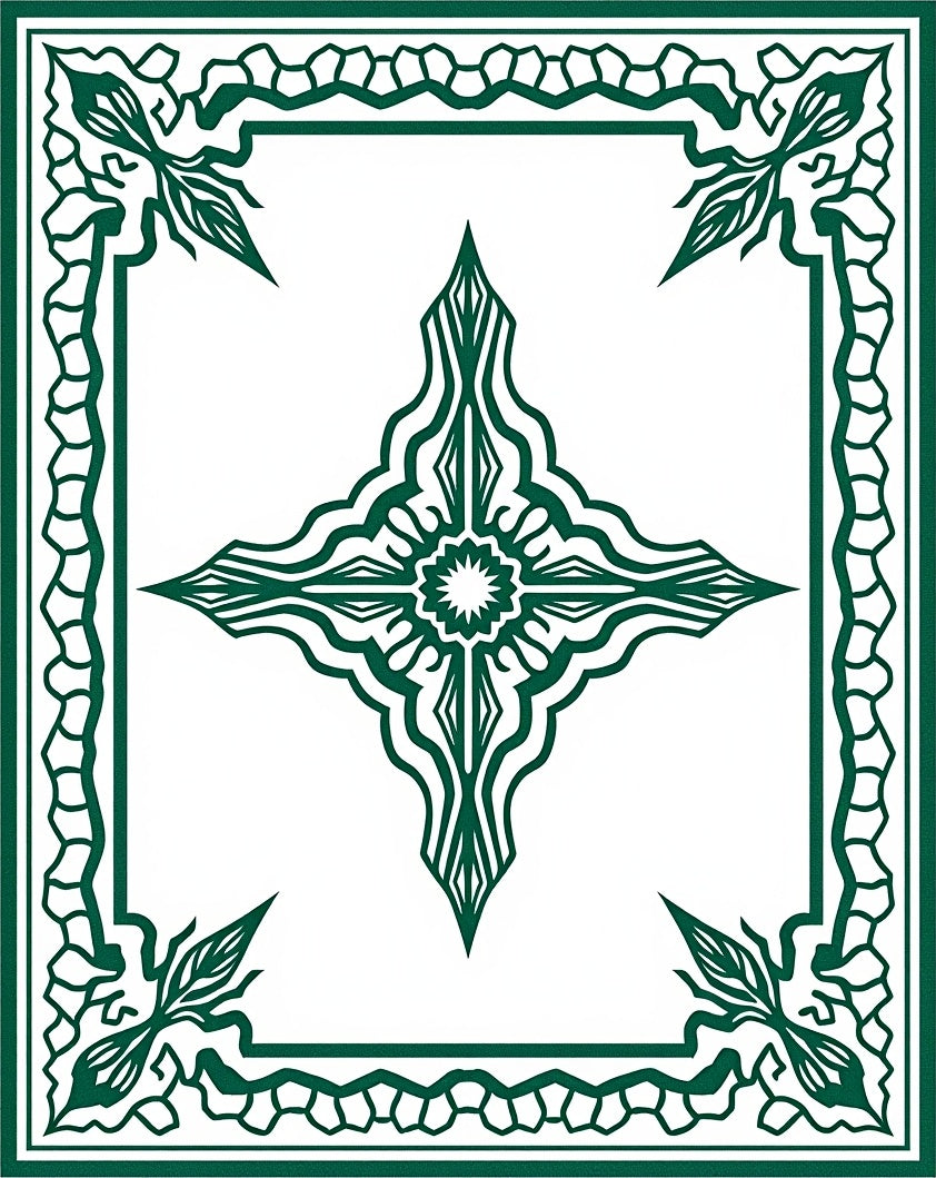 Emerald Green Abstract Starburst Rug