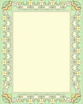 Light Green Ornate Floral Scroll Frame Rug
