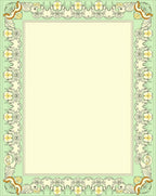 Light Green Ornate Floral Scroll Frame Rug
