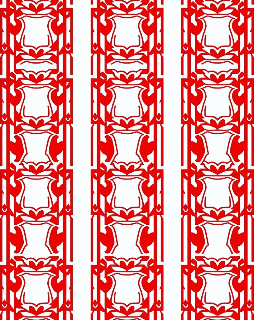 Strong Red Art Deco Shield Collection Rug