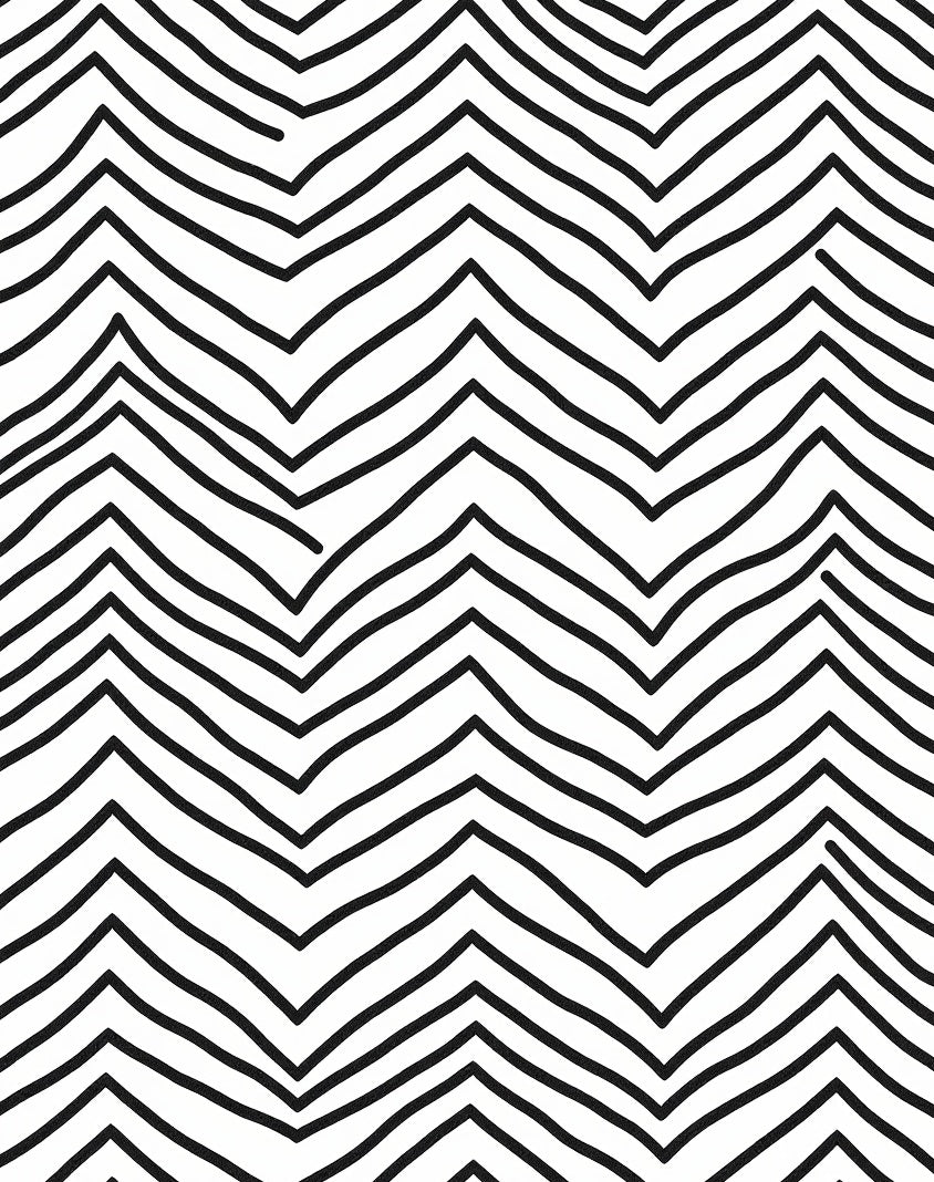 Muted Black Hand Drawn Chevron Stripes Rug